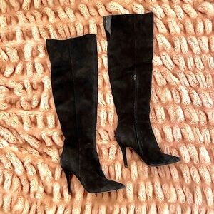Black Suede Knee High Fashion Boots 9 🖤